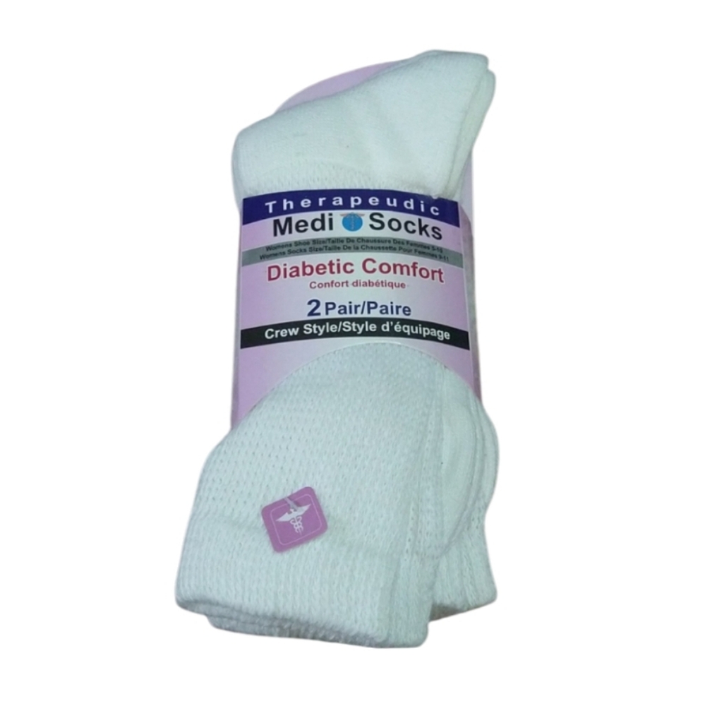 2 Pack therapeutic medi I socks White Crew Socks NWT